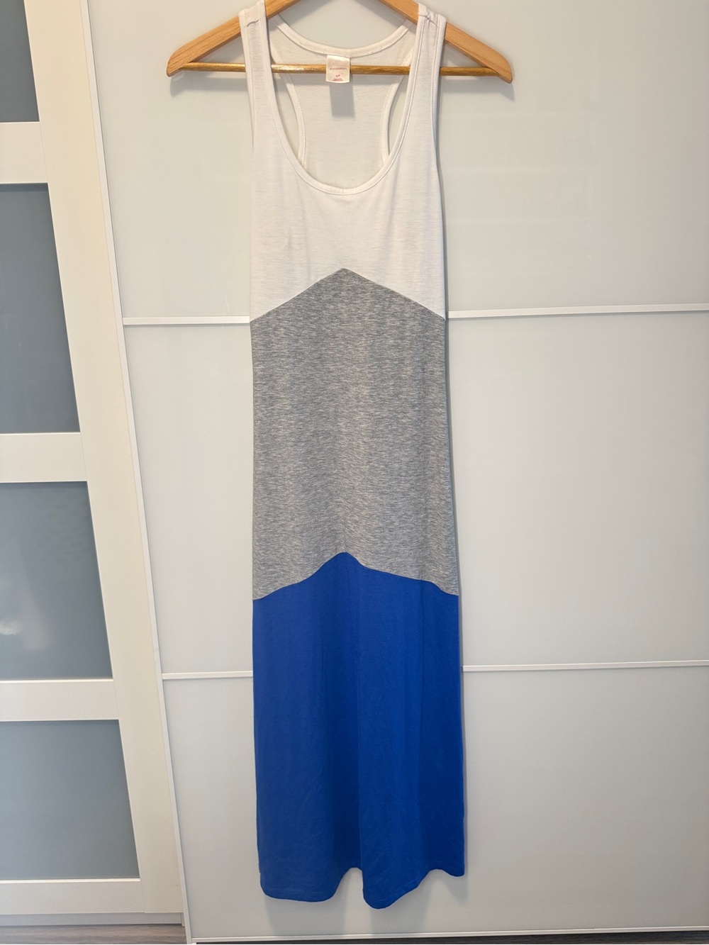 Xhilaration Colorblock Racerback Maxi Dress in White, Gray & Blue